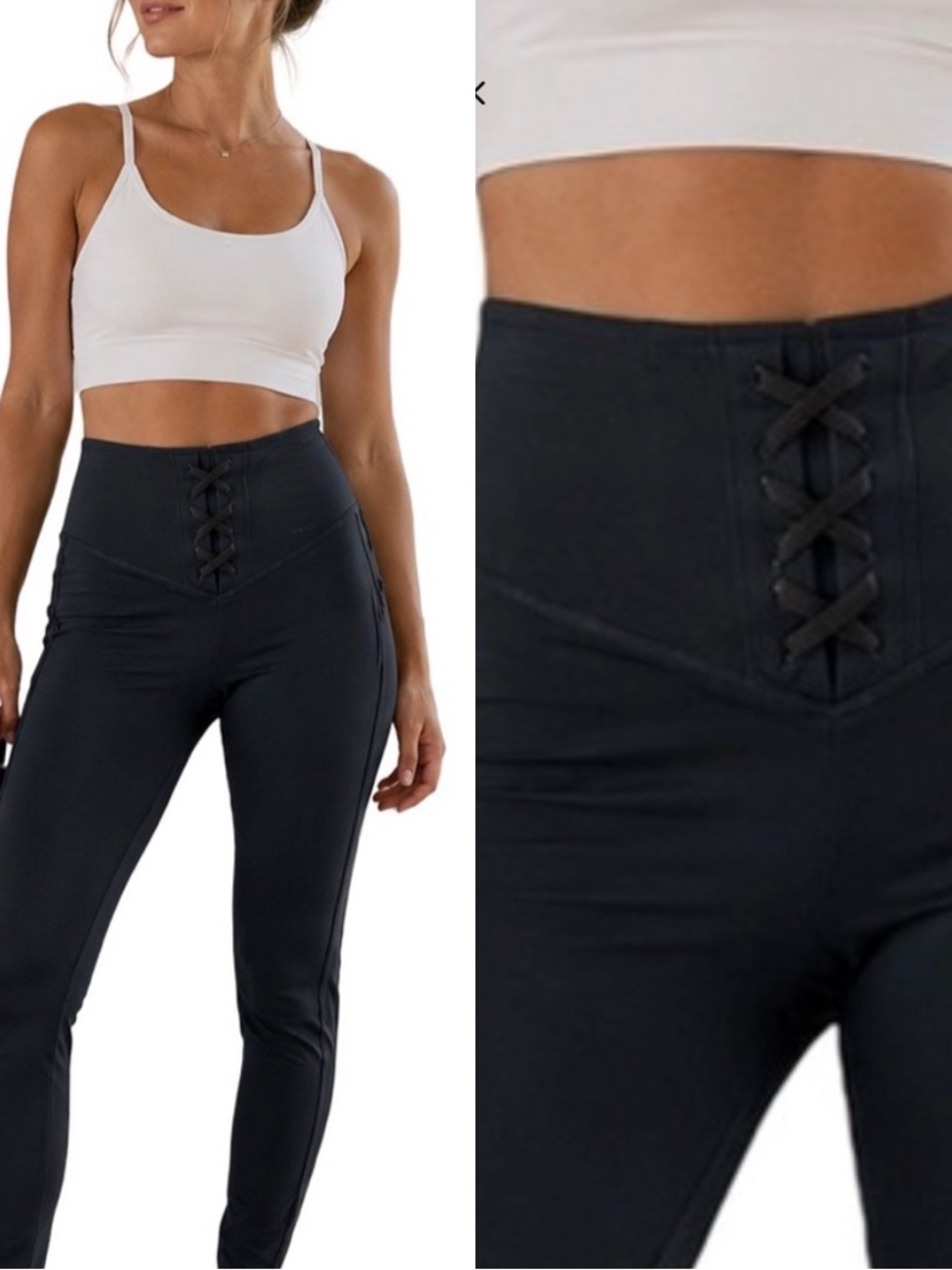 Pink by Victoria’s Secret black corset lace up ultra high waisted leggings XS